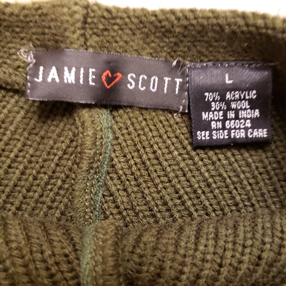 Jamie Scott Womens L Wool Blend Geometric Striped Sweater Pullover Green - Picture 4 of 5